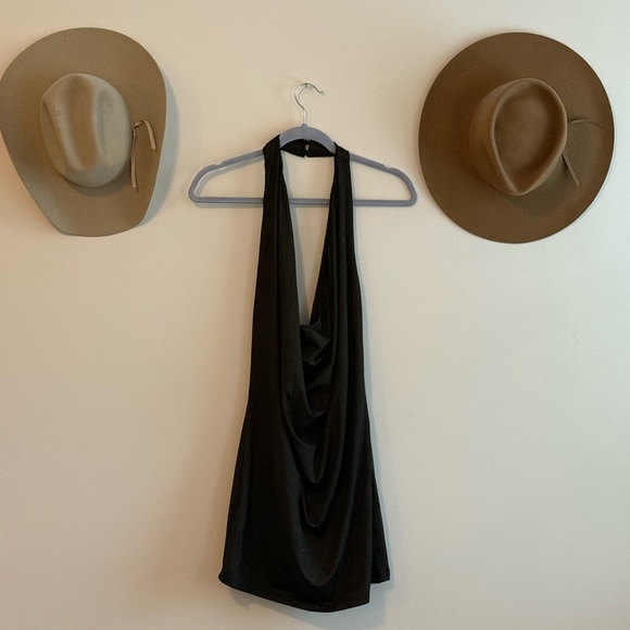 Superdown Mini Halter Black Shimmering Dress - Picture 1 of 4